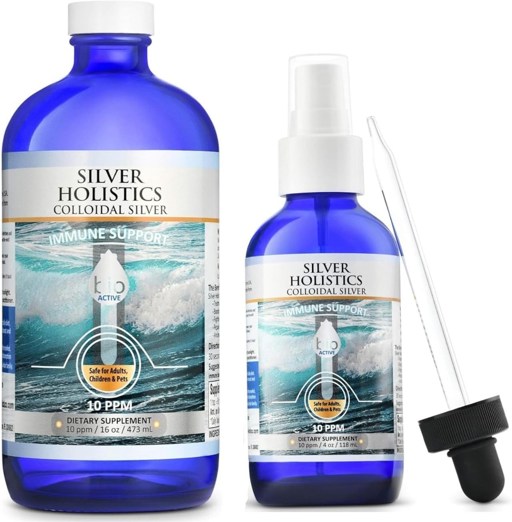 Hopea HOLISTICS Kolloidinen Silver Liquid Bundle Sisältää Kolloidinen Silver Spray (4 OZ) & Refill Solution (16 OZ) kanssa ilmainen Dropper - Immuuni tuki täydentää lapsille, aikuisille, & Lemmikkieläimet