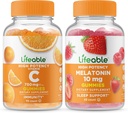 Elinkelpoinen C-vitamiini 750 mg + melatoniini 10 mg, Gummies Bundle - Suuri Maku, vitamiini täydentää, Gluteeniton, GMO vapaa, purukumi