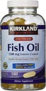 Kirkland Allekirjoitus Eneerinen päällystetty kalaöljy Omega 3 1200 MG Fish Oil, 684 MG Omega 3 rasvahapot, 180 softgels