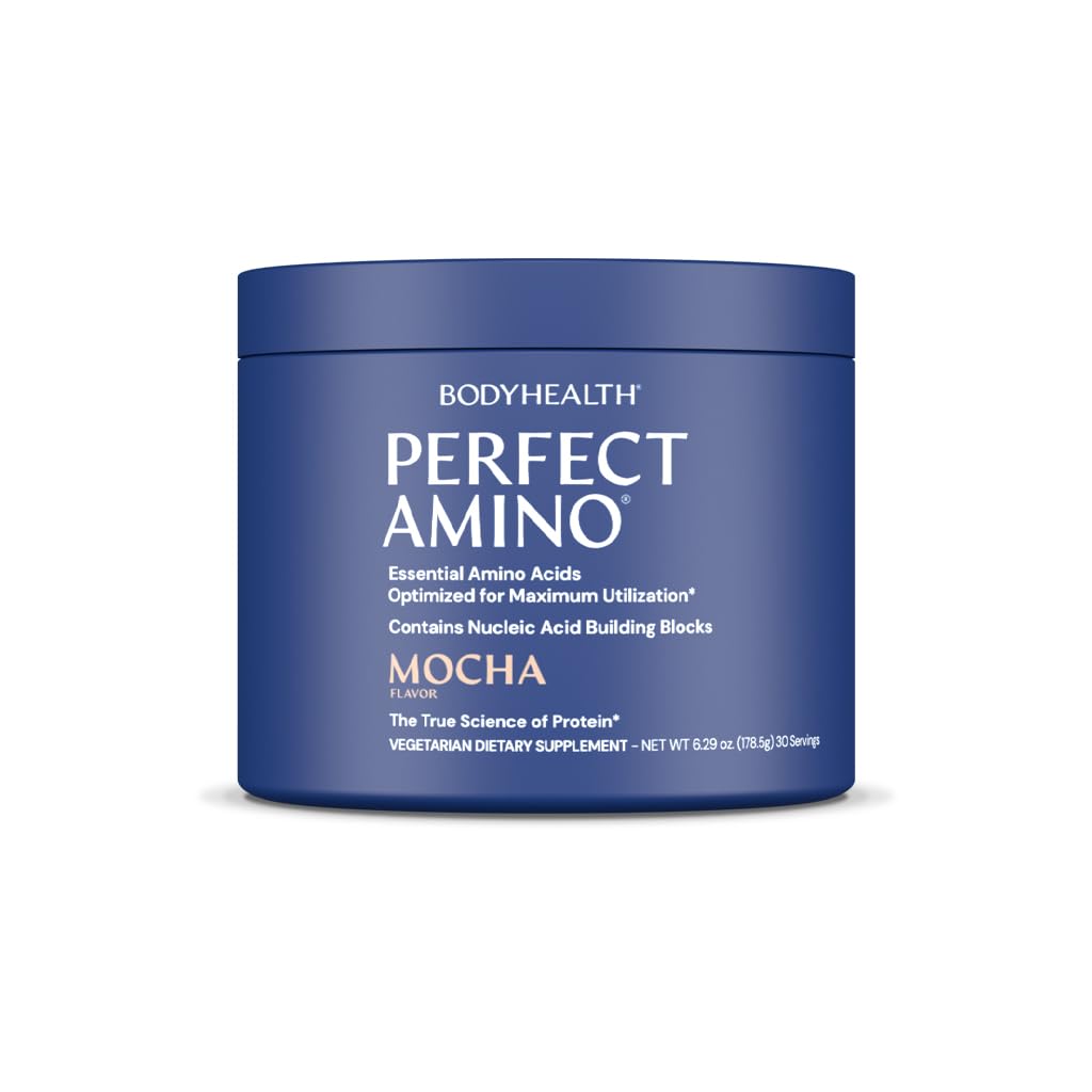BodyHealth PerfectAmino Powder - BCAA ja EAA Powder for Pre and Post Treout - Aminohappo Energy Drink miesten ja naisten tukea Lean Lihas ja Recovery - Mocha - 60 Tarjoilut
