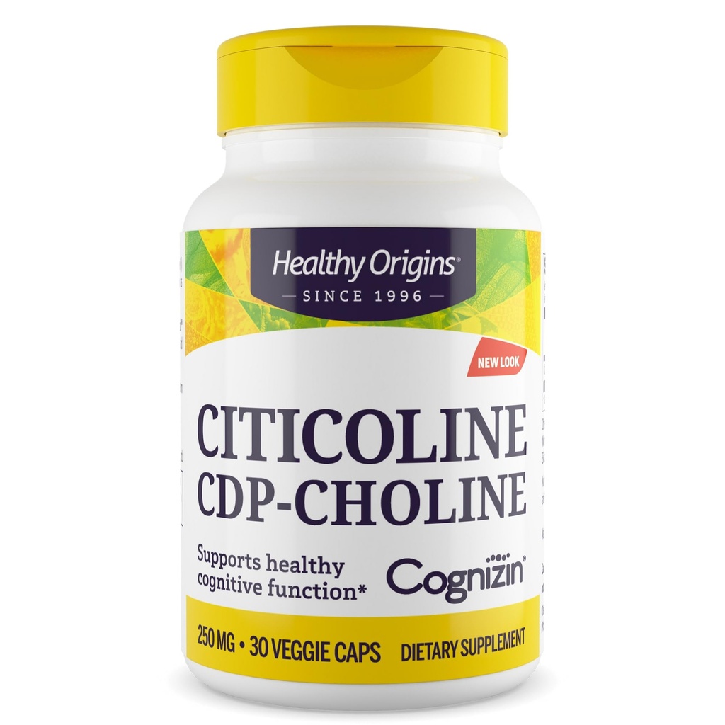 Terve Origins Cognizin (siticoline), 250 mg - Muistin aivolisä Citicoline CDP Choline - ei- GMO, Vegan & Gluteeniton täydennysosa - 30 kasviskapselit