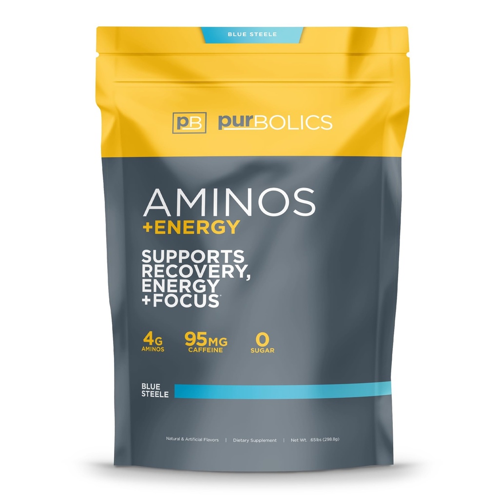 Purbolics Aminos + Energy ... tukee hyödyntämistä, energiaa ja focus 95 mg kofeiinia, 0 kaloreita & 60 tarjoilua (sininen teräs)