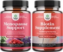 Bundle kasviperäisten vaihdevuodet täydentää naisten ja 10000 mikrog Pure Biotin pillereitä naisille ja miehille - täydellinen Estrogeenitasapaino - Stop hiusten oheneminen Natural Supplement