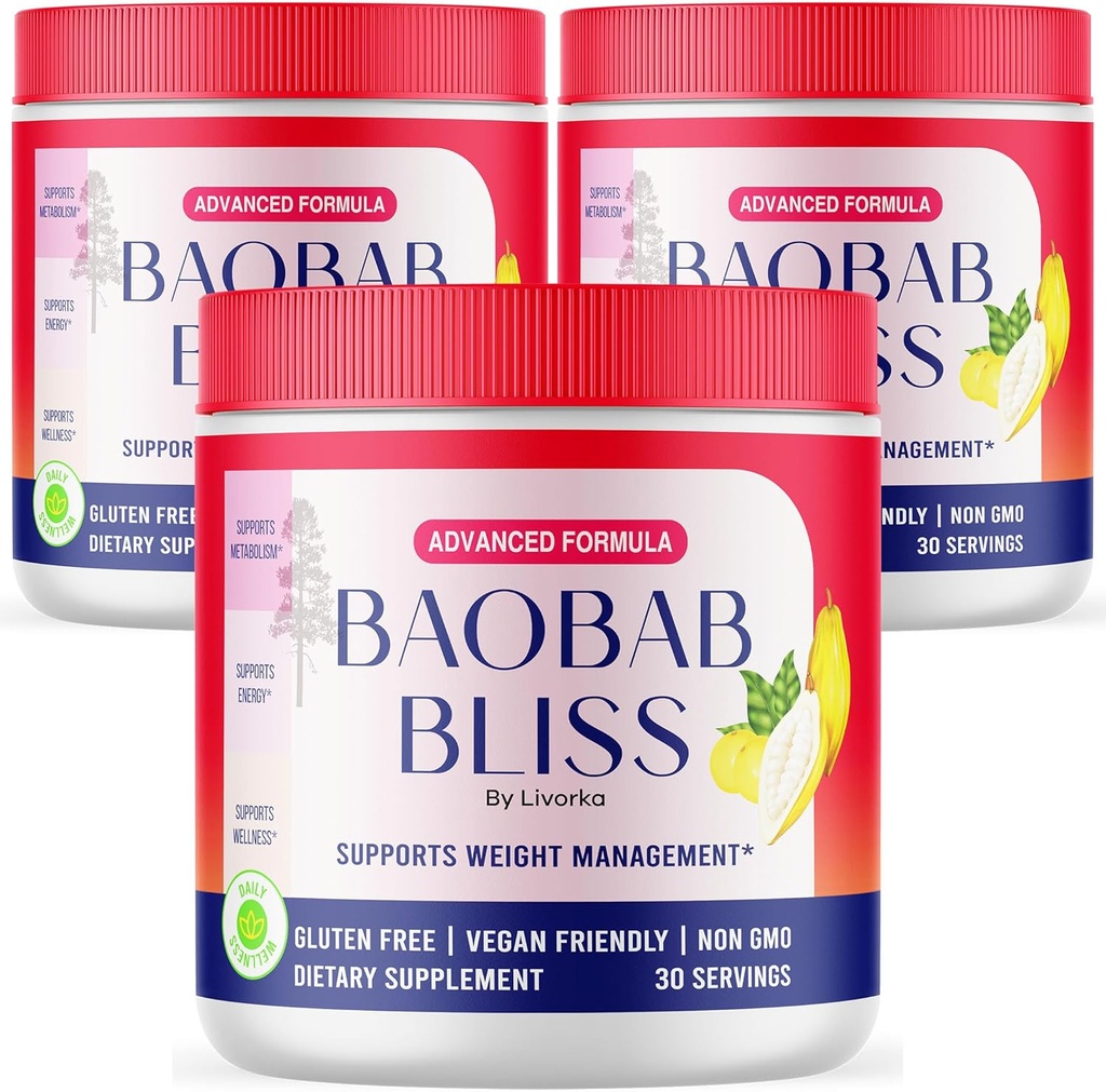 (3 Pack) Baobab Bliss Powder, Baobab Bliss Organic Powder, Baobab Bliss Powder Kaikki luonnolliset kuitu täydentää, Baobab Bliss Fruit Powder, Baobab Bliss Powder Organic Review, 90 tarjoiluja 3 kuukautta