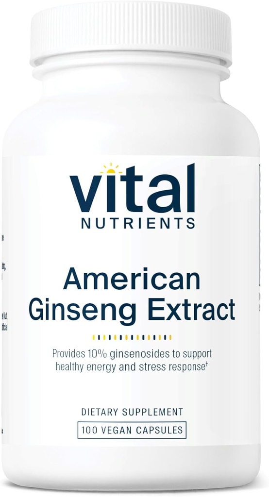 Elintoiminnot - American Ginseng - Energy Support - Henkinen ja fyysinen kestävyys - 100 kasvissyöjä kapselia per pullo - 250 mg