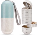 Zannaki 2 i 1 Pill Organizer med Cutter, Grain Fiber Weekly Pill Case Large Compartment Moisture Proof,Magnetic Lock,BPA Free Travel Hiking Pill Box 7 Day för att hålla piller, vitaminer, fiskolja, tillägg
