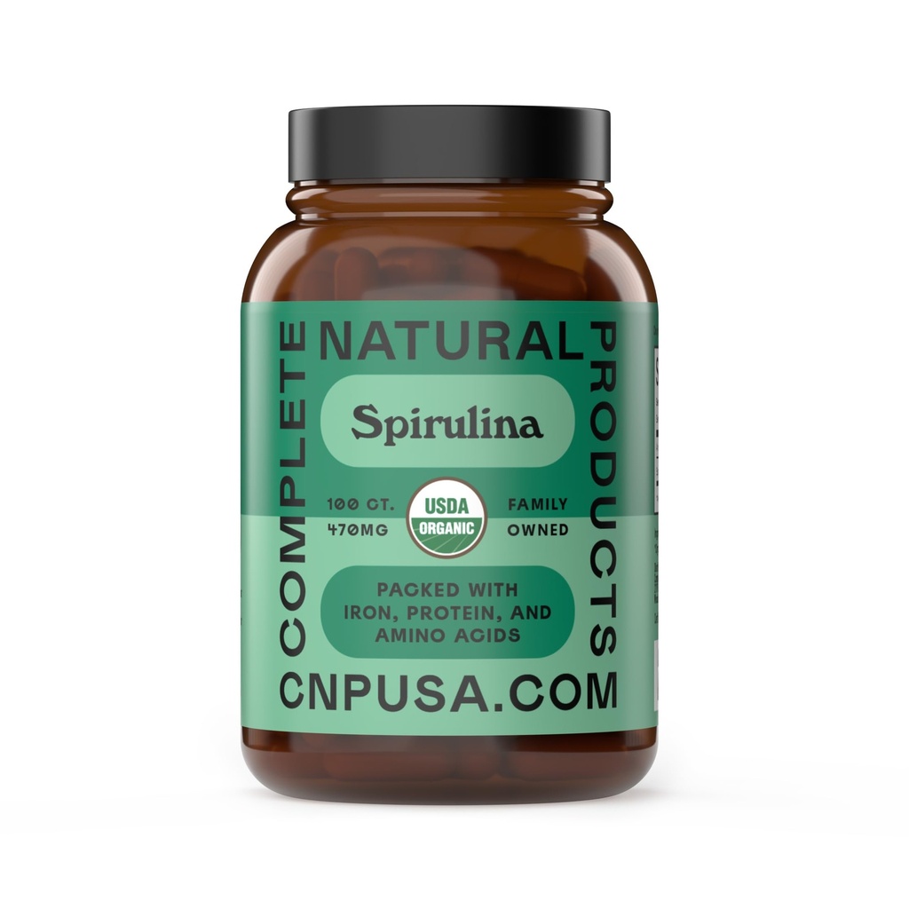 Puhdas havaijilainen sininen vihreä spirulina jauhekapseli - 470 mg kapselit 100 pilleriä, ei GMO, luonnollinen
