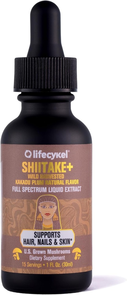 Lifecycle - Shiitake Mushroom Extract med Kakadu Plum - Advance Organic Mushroom Supplement för hår, nagel och hud - Potent Vitamin C Immune Boost för vuxna - 1 Fl Oz