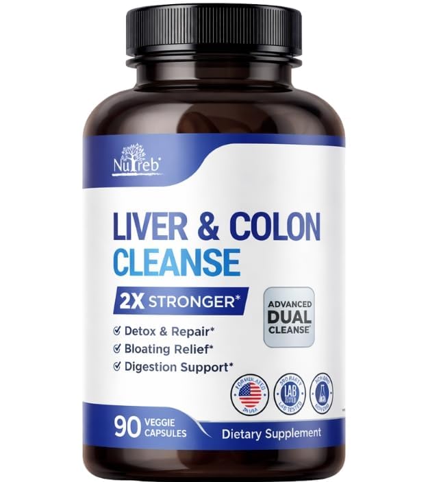 Maksa Detox & Colon Cleanse - 2X Vahvempi - Maksan Cleanse Detox & Korjaus - Colon Cleanser & Detox - Premium Milk Thistle Supplement - Miehet & naiset - Vegan 90 kapselia
