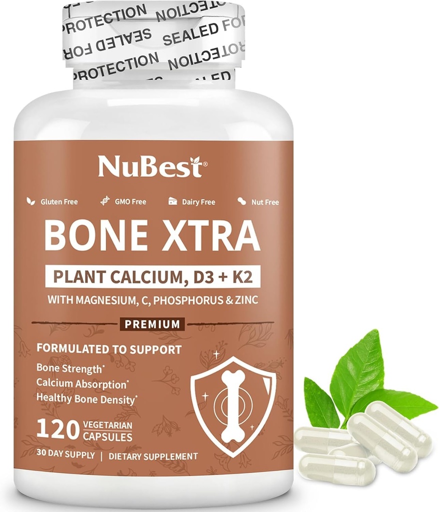 NuBest Bone Xtra - Plant Based Bone Strength, Strontium Boost Strontium Citrate, Kalsium, Magnesium Marine Algae, Fosfori, C-vitamiini, K2, D3 .