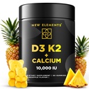Vitamin D3 K2 Gummies 10000 IE med Calcium 100mg - VIT D3 för vuxna - Mk7 Vitamin K2 100mcg - Vitamin D Supplement för män och kvinnor - Vegan Gluten Free Non-GMO