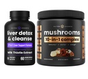 NutraChamps Liver Detox & Mushroom Powder - Kognition, Detox & Immuniteetti Bundle