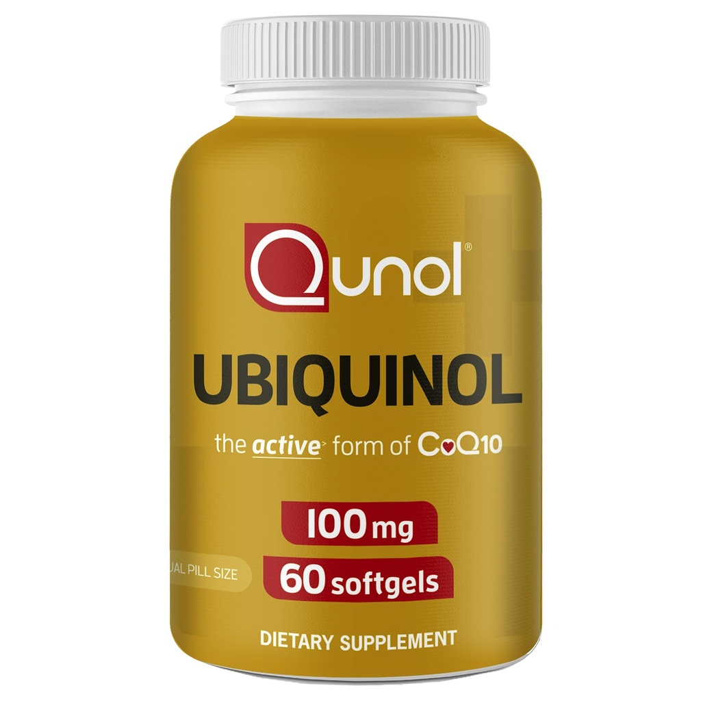 Qunol Ubiquinol CoQ10 100mg Softgels, Ubiquinol - Active Form of Coenzyme Q10, Antioksidantti sydänterveyden, terveen verenpainetasot, Edullinen Statin käyttäjille, 60 kreivi