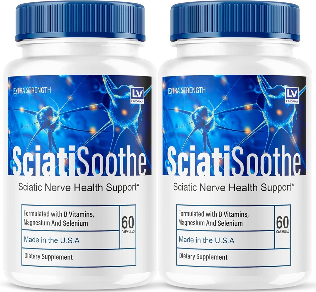 LIVORKA (2 pakkaus) Sciatisoothe - Sciatisoothe Supplement, Sciati Soothe, Sciatisoothe Vitamiinit, Sciati Soothe Supplement, Sciati Soothe Capsules, Iskiatic Sooth, 120 Kapselit 2 kk