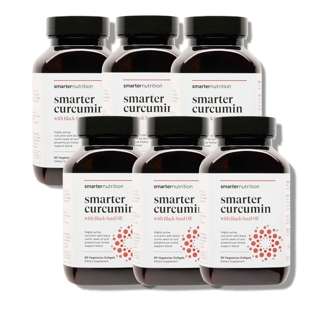 Smartter Nutrition Curcumin Softgels - Vegan High Absorptio 400 mg Curcumin Supplement Standarded to 95% Tetrahydrocurcuminoids + Black Seed Oil & Ginger for Joint & Immuun Health - 360 Ct