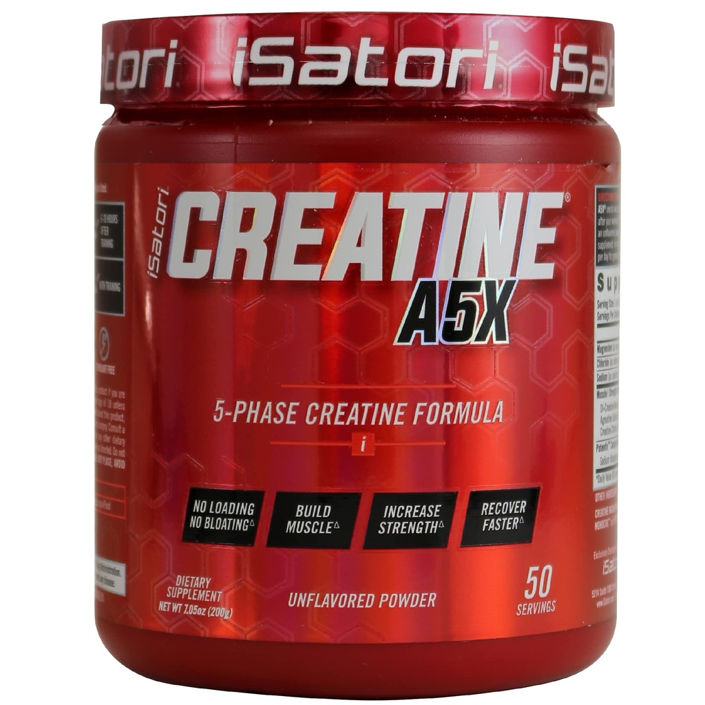 iSatori Creatine A5X Creatiini Monohydraatti & Betaine Vedetön lihasten kasvua, vahvuus rakentaminen, & Recovery - Ruokavalion täydentää harjoittelua ja painon nosto - makuamaton (50 tarjoilua)
