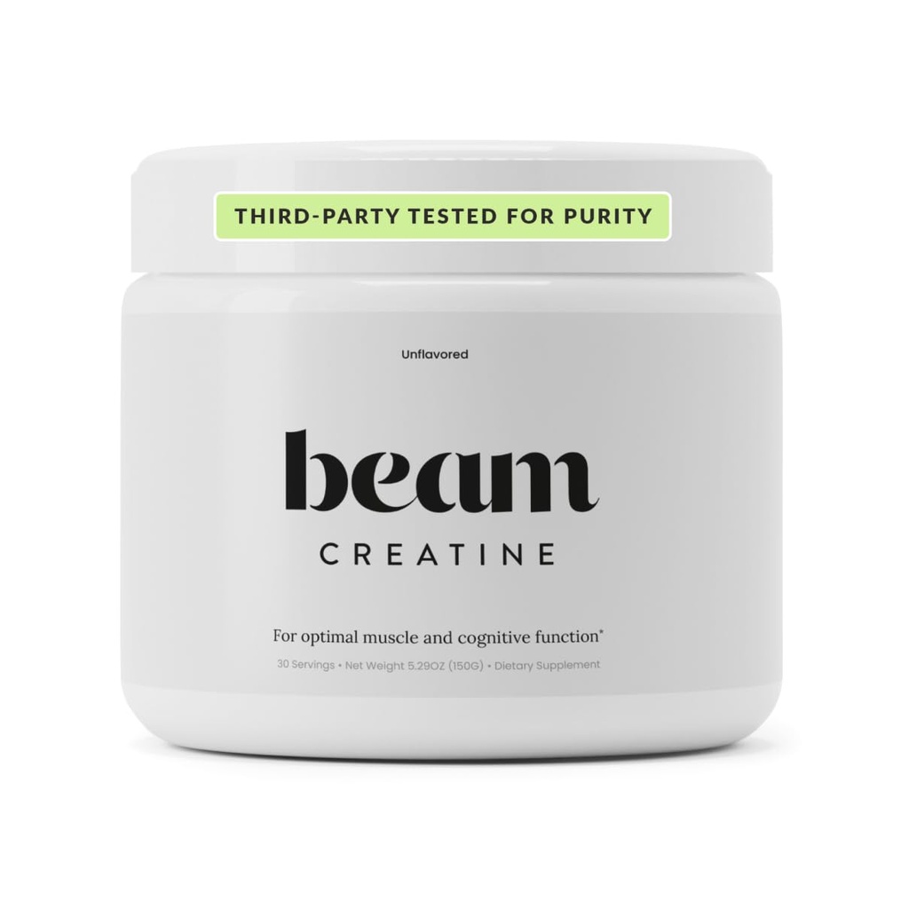 Beam Creatiini Monohydraatti Powder ... 5g Micronized Creatiini Monohydraatti, kolmannen osapuolen testattu Creatiini naisille ja miehille, lihasvoima, kasvu, elpyminen ja kognitiivinen tuki, makuamaton, 30 tarjoilua