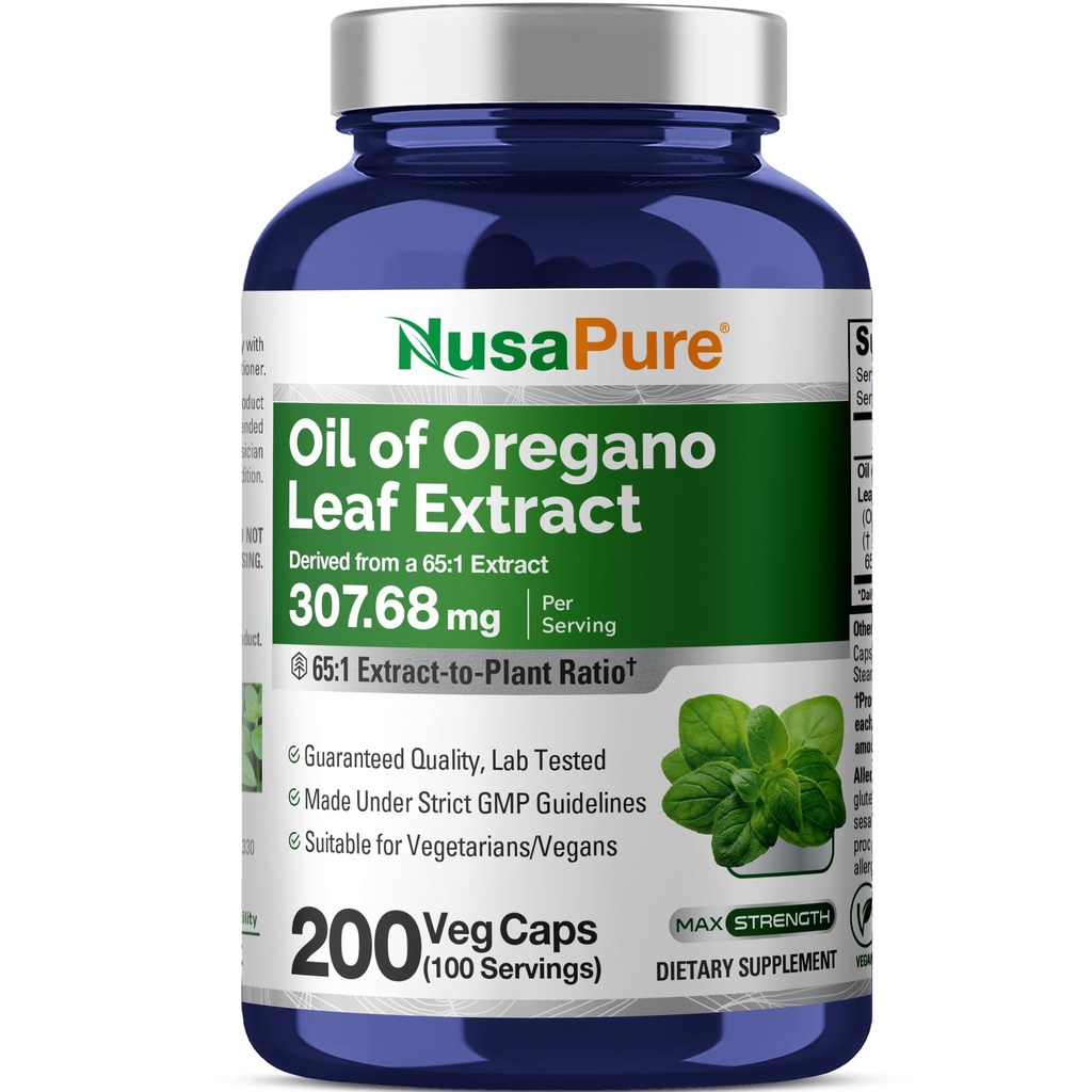 NusaPure Oregano Oil Extract 20000 mg ... 200 Kasvisjauhekapselit...