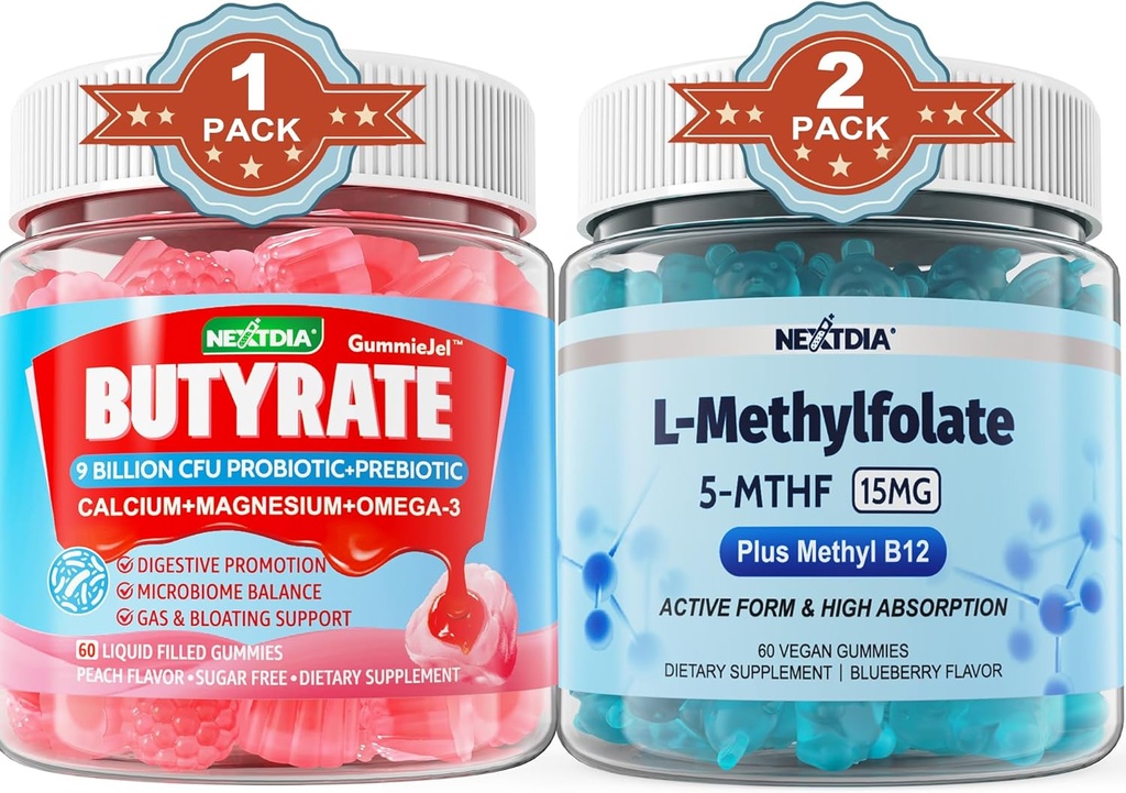 Butyrate med Probiotic + Prebiotic + Postbiotic, L-MethylFolate 15mg Gummies