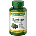Nature's Bounty Sambucus Elderberry Herbal Supplement, Rapid Release Softgels, 630 mg per Serving, 120