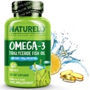 NATURALO Burpless Omega 3 Fish Oil Supplement - 1100mg Triglyseridi Omega-3, EPA + DHA, Liquid Fish Oil for Heart, Eye, Brain, Joint Health - 60 Softgels, 2 kuukautta