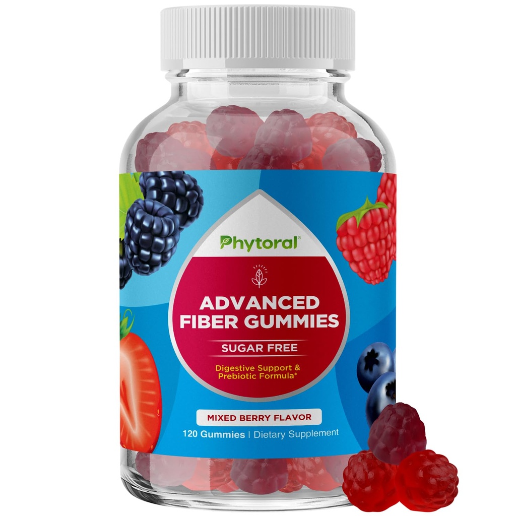 Kuitu Gummies aikuisille - Chicory juuri täydentää prebiootti tukea Gut & Dgestive Health - Liukoinen digestio kapselit vatsan sääntelyn ja immuuni-apu - sokeriton & Vegan - 120