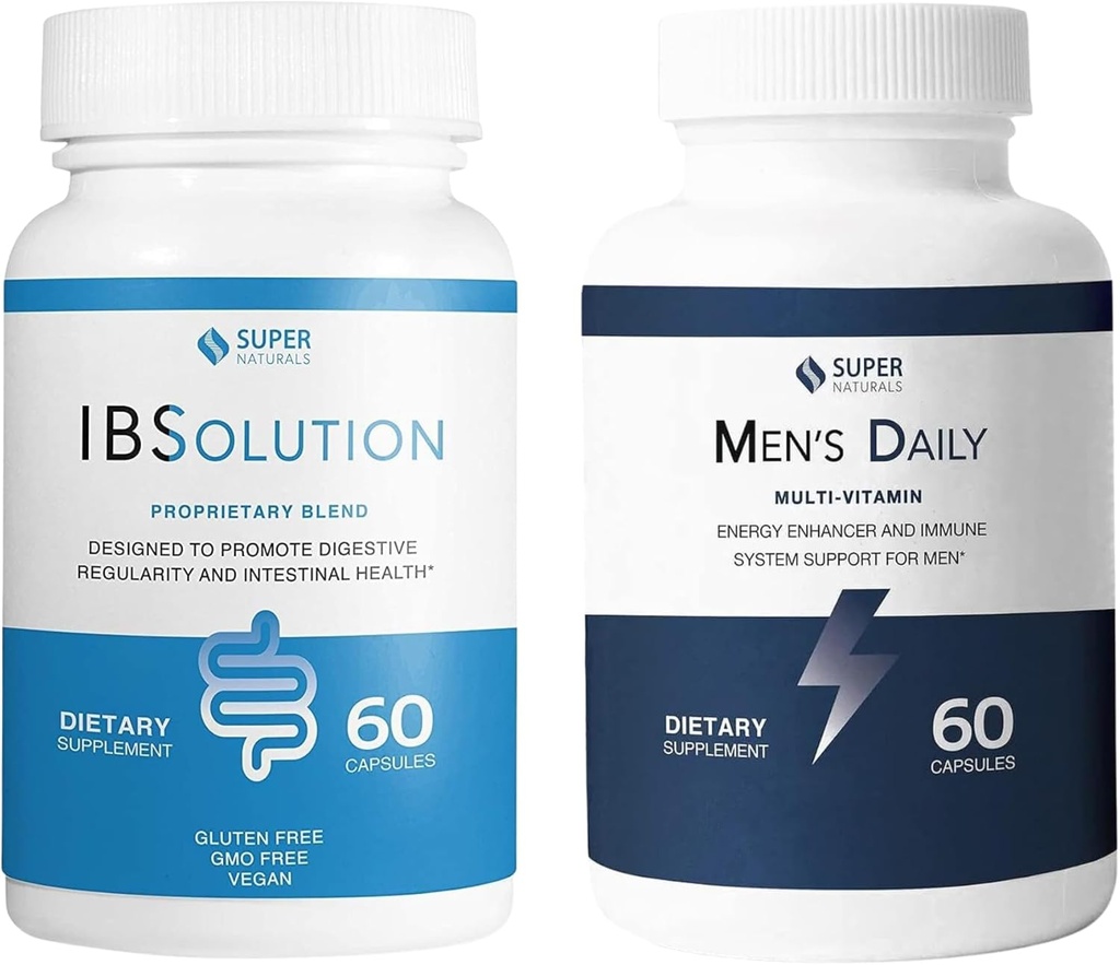 IBSolution ja miesten Multivitamiini Bundle - Kaikki luonnolliset täydentää tukea Ruoansulatus-, kaasu-, turvotus- ja ummetus, Immuunijärjestelmä tuki miehille - 60 kapselia, 2-pakkaus