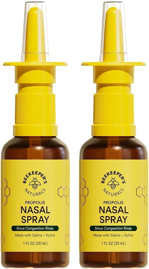 Mehiläishoitajan Naturals Nasal Spray aikuisille Propolis, Xylitol & Saline, tyhjentää Nasal Runsauden, Kosteuttaa Sinus Canal, & Decongest Sinus Cavities, 1 fl oz(Pack of 2)