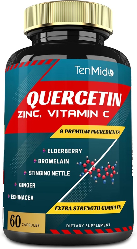 Quercetin Extract kapselit - Blend Elderberry, bromelain, inkivääri, pistely nokkonen, Echinacea, Black Pepper ja enemmän - 60 kapselia, 2 kuukautta toimitus