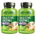 NATURALLO Dgestive Enzymes - Full Spectrum Support with a Broad Blend of 15 Enzymes Plus Ginger - 90 Vegan Capsules (Pack of 2)