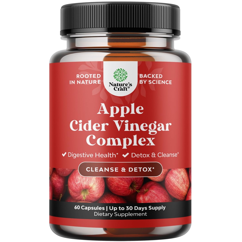 Apple Siideri Etikkakapselien puhdistaminen - ACV Cleanse and Detox Pills for Gut and Digestive Health with Slimming Cayenne - Extra Strength ACV-kapselit Gut Cleanselle ja Full Body Detox (30 Servings)