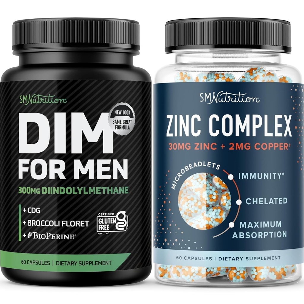 Testosteroni Sinkki Complex & 300 mg DIM Supplement for Men for Estrogeeni Aineenvaihdunta ja Testosteroni Tuki ... Mikrobeadlet Sinkki Supplement (60 Servings) kanssa DIM Complex miesten (60 Servings)
