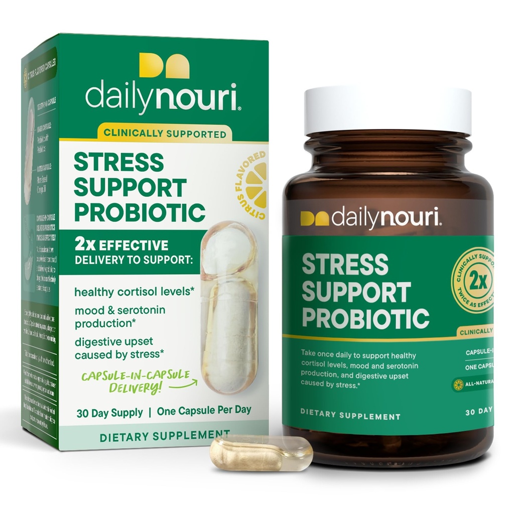 Päivittäinen Nourin stressituki Probiootti naisille ja miehille tukee Cortisolin hallintaa, stressin lievitystä, mielialaa, digestiota ja Gut Health ...