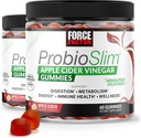 FORCE FACTOR ProbioSlim Apple Siideri Viinietikka Gummies, 2-pakkaus, luomu omenaviinietikka ja LactoSpore Probiootit ja prebiootit tukemaan digestiota, aineenvaihduntaa ja immuuniterveyttä, 120 Gummies