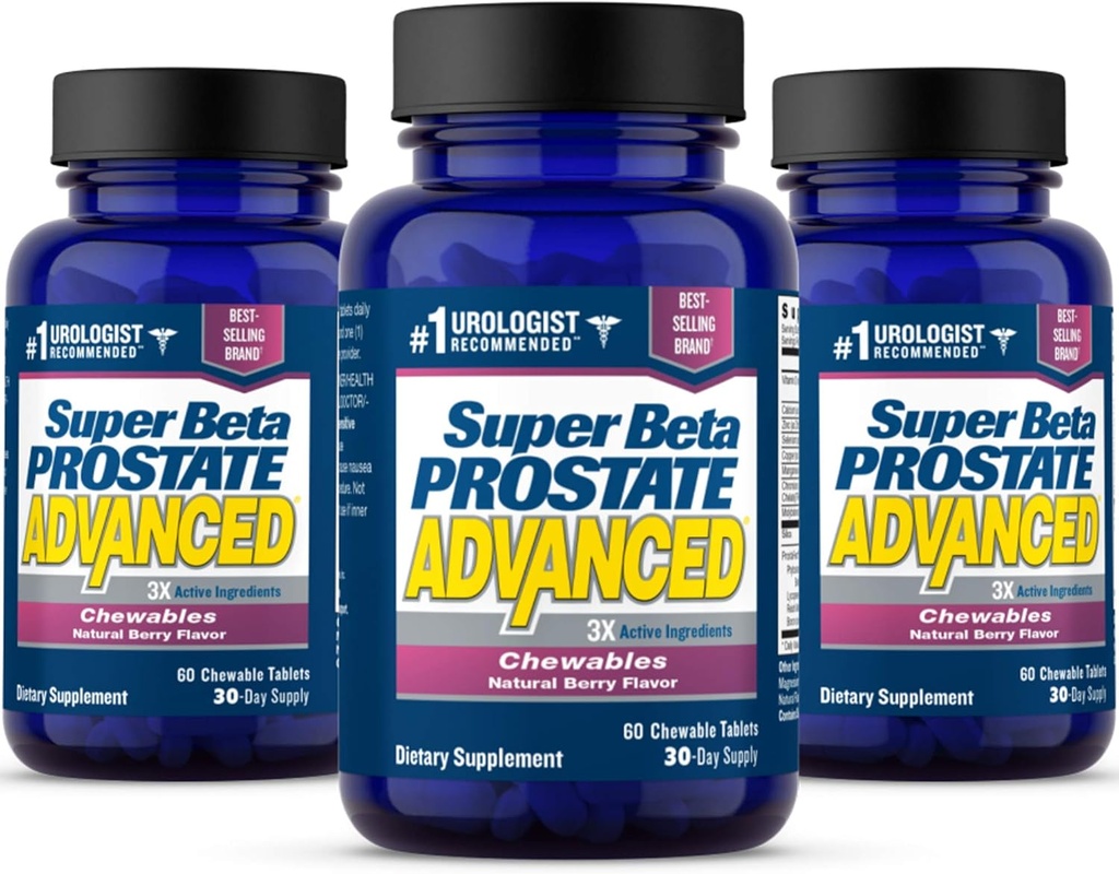 SUPER BETA PROSTATE Advanced Chewables - Eturauhastuki täydentää miesten terveyttä (180 Chews, 3-Pack)