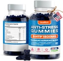 Stress Relief Gummies - 1500MG 5HTP med L-Theanine Gaba & L-Tyrosine - Ashwagandha Herbal Supplement Stöder Intellectual Alertness Vegan Brain Mood Booost Supplements för barn & vuxna Made in USA