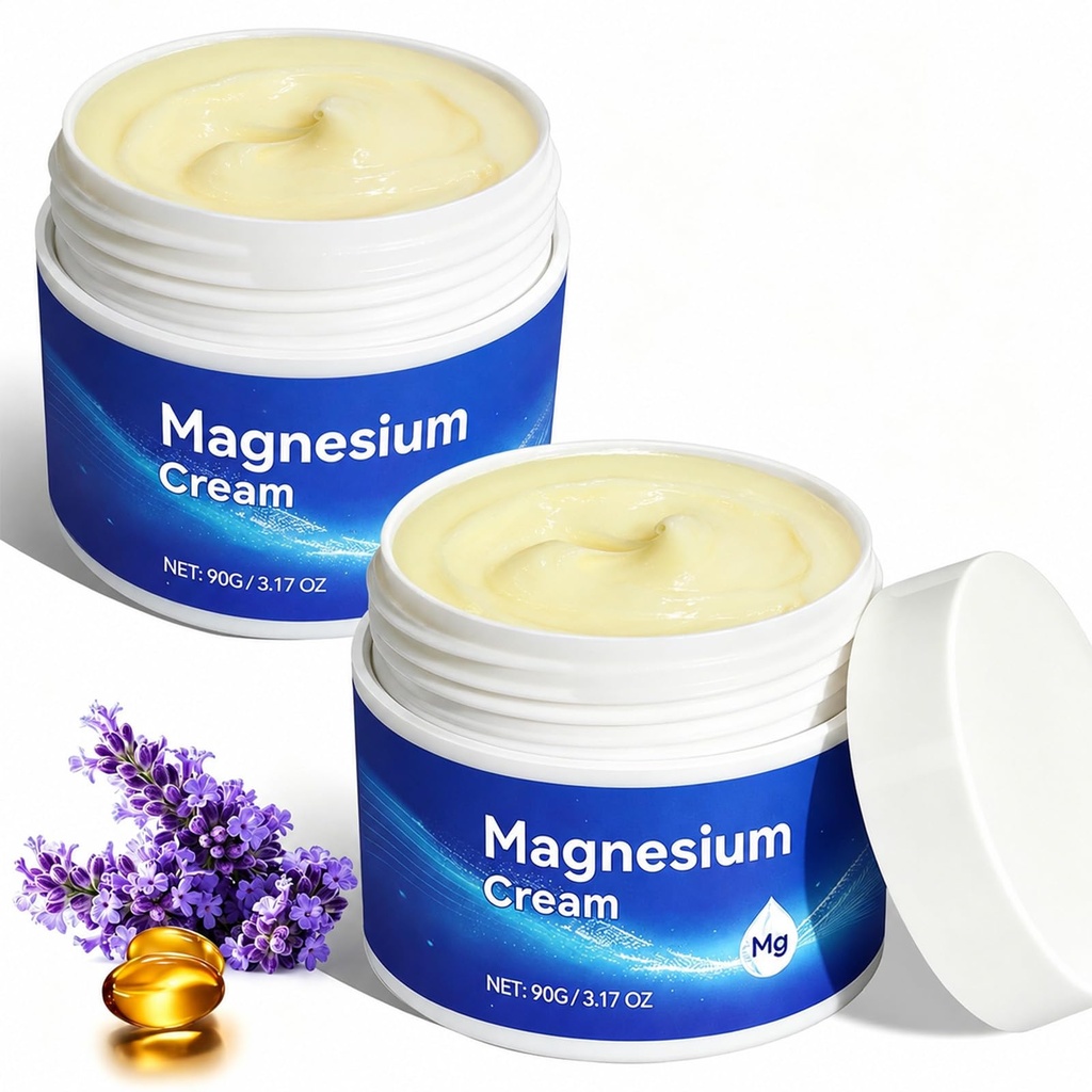 Magnesium Cream for Body - Magnesiumöljy jalat, Pure Premium Magnesium Lotion E-vitamiinia ja manteliöljyä lihasten arkuuteen