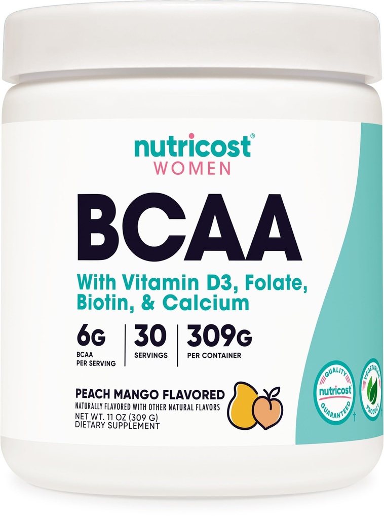 Nutricost BCAA naisille (Peach Mango, 30 tarjoilua) - Formuloitu erityisesti naisille - ei-GMO ja gluteeniton
