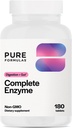 PureFormulas Complete Enzyme | Pancreatic Enzymes 1000mg (Full Strength) | Pancreatin Digestion Supplement med Protease, Amylase & Lipase | Digestive Support | Dairy och Soy Free 180 tabletter