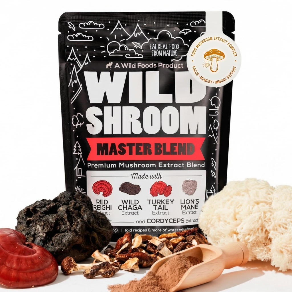 Wild Foods Wild Mushroom Blend-Supercharged Reishi, Chaga, Cordyceps, Turkey Tail ja Lion