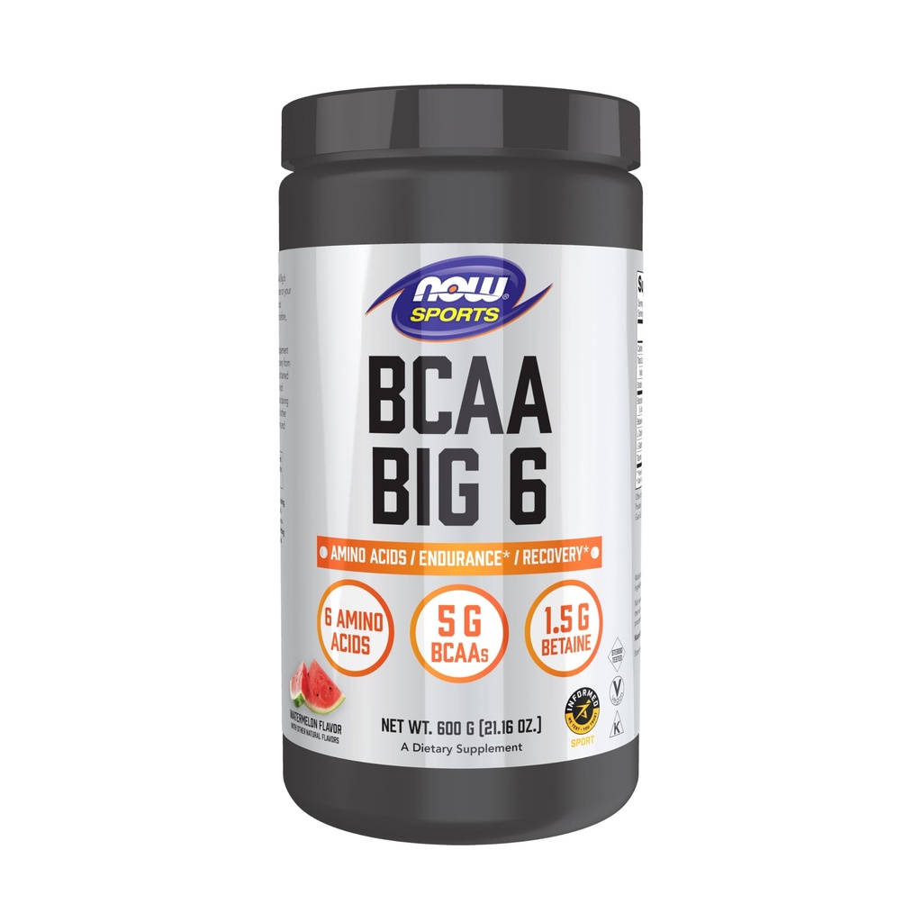 NYT Foods Sports Nutrition, BCAA (Brackened Chain amino Acids) Big 6, Watermelon Flavor, 600 grammaa