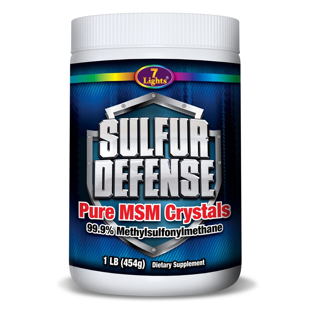 7 Lights Sulfur Defense Opti-MSM 99,9% Pure MSM Powder | Kosttillskott för gemensamma, hud och immunsupport - Organic Methylsulfonylmethane Crystals, Vegan, Non-GMO, Gluten-Free - Made in USA (1 LB)