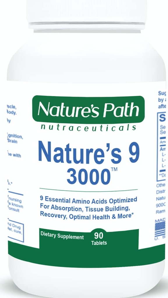 Nature's 9 3000 Essential Amino Acids Supplement, Best EAA Amino Acid Complex Kaikki 9 Essential Amino Acid pillereitä, Vegan Aminos 90 Pilleri 1 gramma per tabletti
