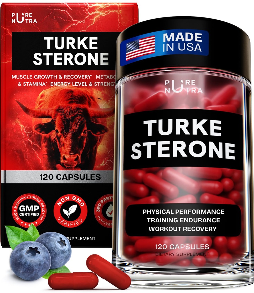 Turkesterone Supplement for Men - Organic Turkesterone Supplement for Muscle Growth w/Fadogia Agrestis Pterostilbene 