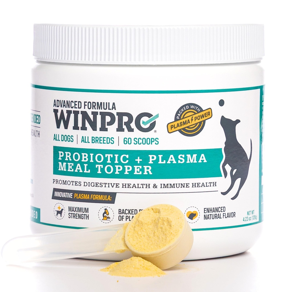 WINPRO Dog Probiootti Powder Ateria Topper, Spray kuivattu plasma prebiootit ja probiootit varten digestiivinen tuki ja Gut Health koirille, kaikki rodut, ikä, ja koot, 60 Scoops, Valmistettu USA