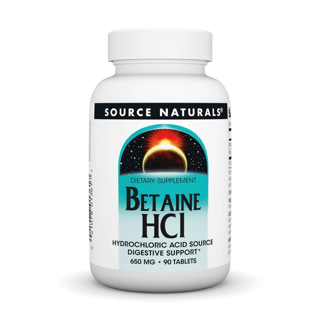 Källa Naturals Betaine HCL 650mg, Inc. 90 Tabs