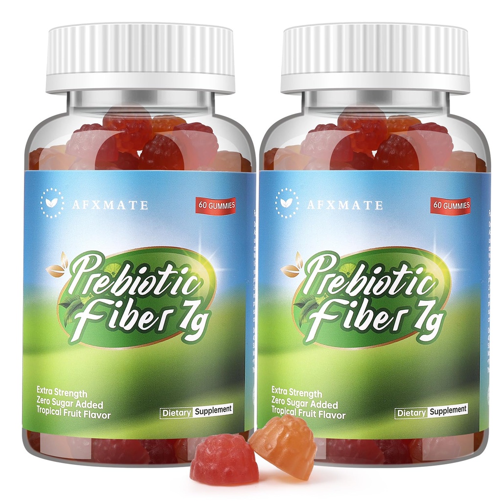 AFXMATE Kuitu täydentää Gummies for Adult, 7 g Kuitua Sokeritonta Vegaania & Gluteeniton - Ruoansulatusterveys, Säännöllisyys tuki 120 Lukumäärä