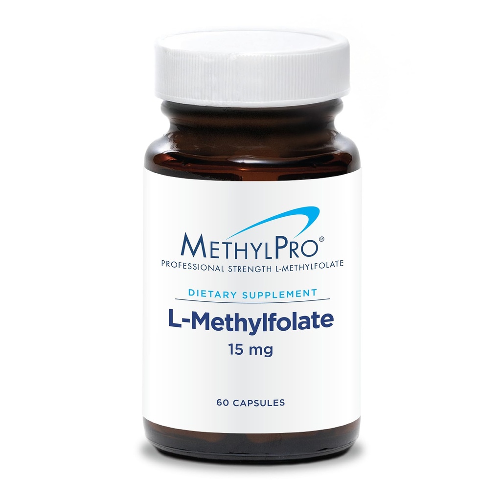 MethylPro 15mg L-Metyylifolaatti (60 kapselia) - Professional Strength Active Metyylifolate, 5-MTHF täydennysosa mielialan, aivojen terveys + immuunituki, ei-GMO + gluteeniton ilman täyteaineita