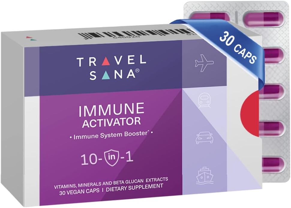 Immune Activator | 10-i-1 Immune Booster | Immune Support Supplement med Beta-Glucan, vitamin C, A, D3, B6, B9, B12, Zink, Selenium och Manganese | 30 Vegan Capsules