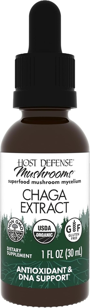 Host Defense Chaga Extract - Immuunijärjestelmän tuki täydentää - Chaga sieni antioksidantti Activity Support - Liquid Dietary Mushroom Supplement - 1 fl oz (30 tarjoilua) *
